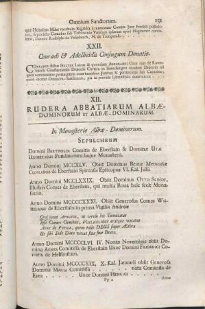 XII. Rudera Abbatiarum Albæ-Dominorum Et Albæ-Dominarum.