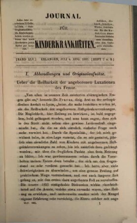 Journal für Kinderkrankheiten. 45. 1865