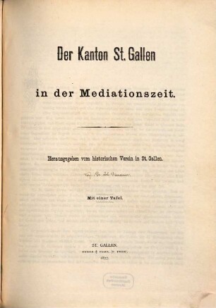 Der Kanton St. Gallen in der Mediationszeit