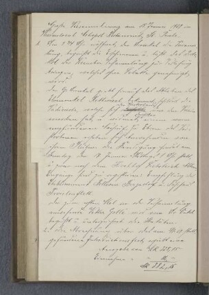 Große Versammlung am 15. Januar 1909 im Vereinslocal Metropol Restaurant St. Pauli.