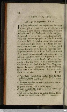 Lettera XII. Al Signor Segretario K***