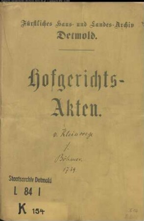 von Kleinsorge, Johann Georg zu Schüren gegen Joh. Konrad Friedrich Böhmer zu Vogelhorst - Weinkauf