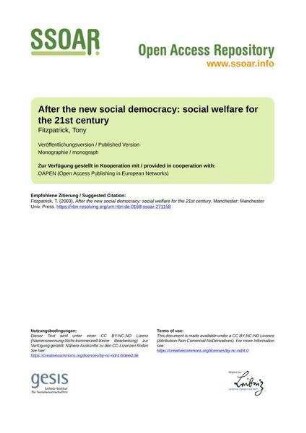 After the new social democracy: social welfare for the 21st century