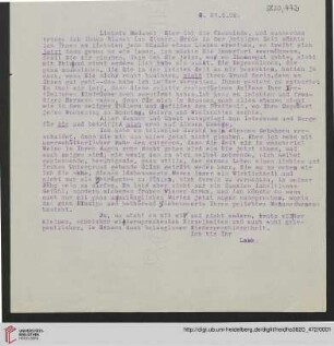 Heid. Hs. 3820,472: Brief von Emil Lask an unbekannte Frau
