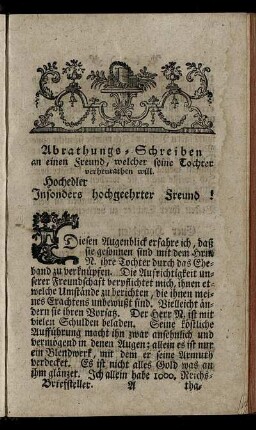 Abrathungs-Schreiben - Anwerbungs-Schreiben