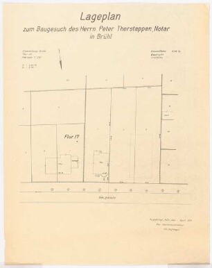 Garten Therstappen, Brühl: Lageplan Vermessungskarte 1:250