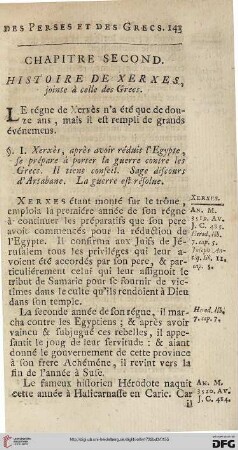 Chapitre second: Histoire de Xerxes, jointe à celle des Grecs