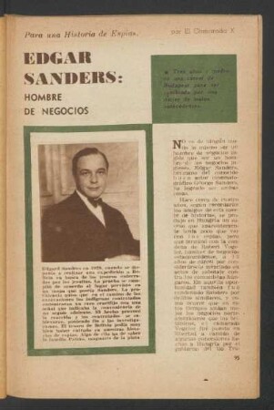 Edgar Sanders: hombre de negocios : Para una historia de espías