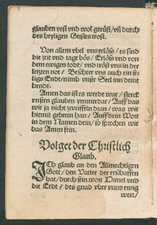 Volget der Christlich || Glaub. ||
