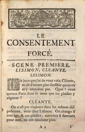 Le consentement forcé : comédie en un acte, en prose