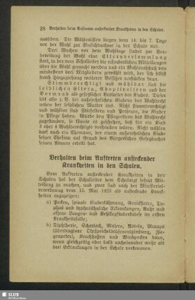 Verhalten beim Auftreten ansteckender Krankheiten in den Schulen