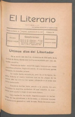 Últimos días del libertador
