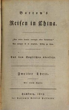 Barrow's Reisen nach China, 2 : mit einem Kupfer