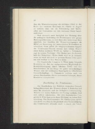 Beurtheilung des Trinkwassers.