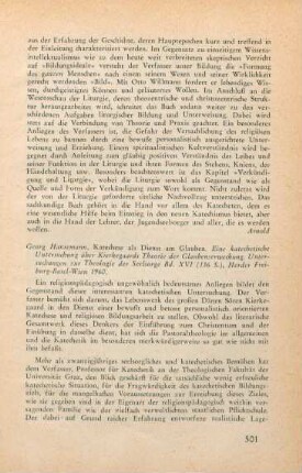 501-502 [Rezension] Hansemann, Georg, Katechese als Dienst am Glauben