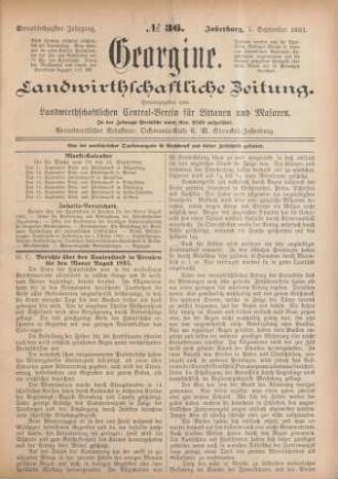 Einundsechzigster Jahrgang. No. 36. Insterburg, 7. September 1893.