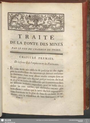 Chapitre Premier. De la forme & de l'emplacement des Fourneaux