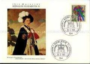 Postkarte zum Besuch der englischen Königin in Deutschland