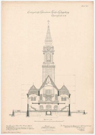 Thiersch, Friedrich von; Ludwigsburg; Garnisonkirche - Querschnitt