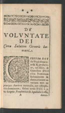 De Voluntate Dei Circa Salutem Generis humani.