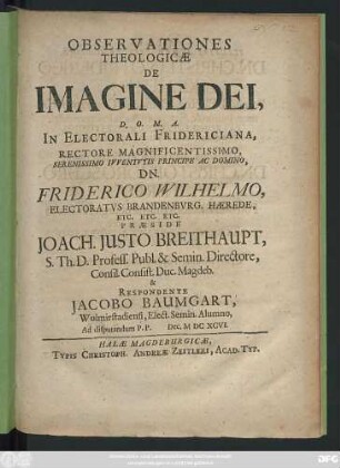 Observationes Theologicae De Imagine Dei