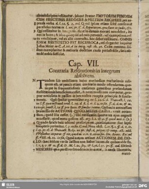 Cap. VII. Contraria Restitutionis in integrum absolvens