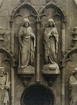 Maria und Christus. Bauplastiken an der Kirche "Maria am Gestade", Wien