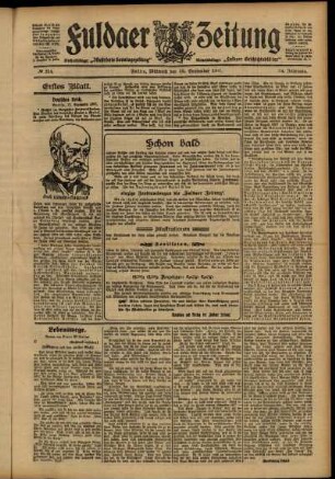Erste Ausgabe vom Mittwoch, den 18. September 1907.