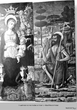Thronende Maria mit Kind, Hieronymus und Johannes dem Täufer : Retabel, rechte Tafel: Johannes der Täufer