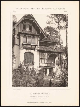 Villa Wieck, Berlin-Grunewald: Ansicht von der Herthastraße (aus: Hermann Rückwardt, Villen-Neubauten der Umgebung von Berlin)