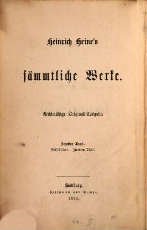 Heinrich Heine's sämmtliche Werke : rechtmäßige Original-Ausgabe. 2, Reisebilder ; 2