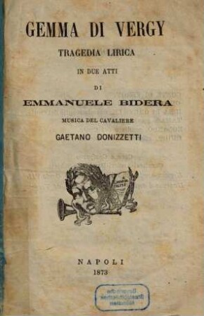 Gemma di Vergy : tragedia lirica in due atti