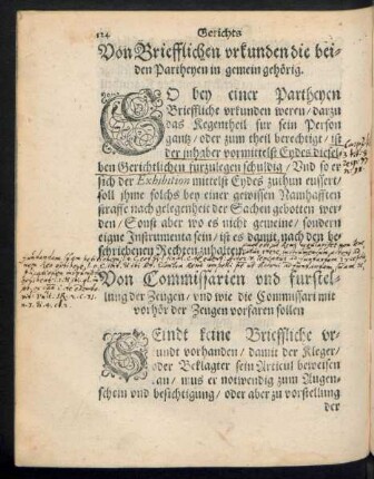 Von Briefflichen urkunden die beiden Partheyen in gemein gehörig.