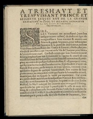 Dedikation an Jaques, König von Großbritannien, Frankreich und Irland von Melchior Borchgrevinck