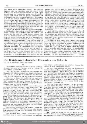 Die Beziehungen deutscher Uhrmacher zur Schweiz (III)