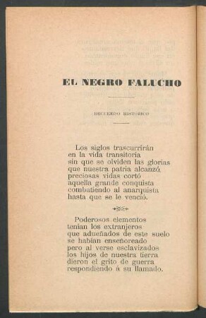 El negro falucho : Recuerdo histórico