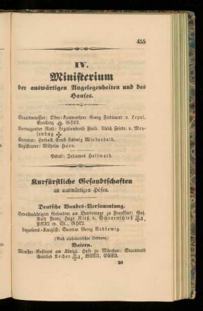 Kurfürstliche Gesandtschaften an auswaertigen Hoefen.