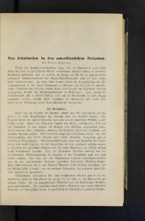 Das Schulwesen in den amerikanischen Kolonien.