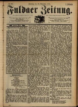 Zweite Ausgabe vom Sonntag, den 30. November 1890.