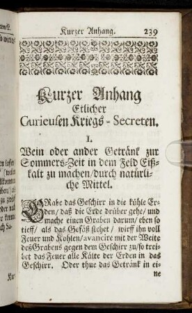Kutzer Anhang Etlicher Curieusen Kriegs-Secreten.