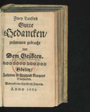 Zwey Tausend Gutte Gedancken