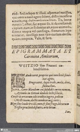 Epigrammata Et Carmina Amicorum