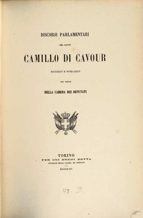 Discorsi parlamentari del Conte Camillo di Cavour : raccolti e pubblicati per ordine della camera dei deputati, 3