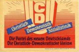 Grafisch gestalteter Handzettel mit Werbung für die CDU