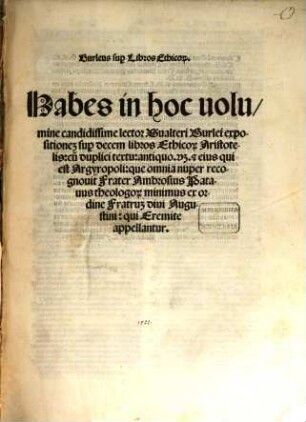 Expositio per decem libros ethicorum Aristotelis