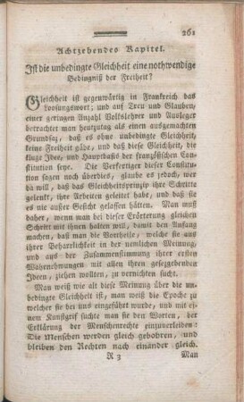 Achtzehendes Kapitel. Ist die unbedingte Gleichheit eine nothwendige Bedingniß der Freiheit?