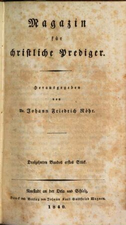 Magazin für christliche Prediger. 13. 1840