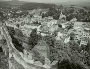 Bolków (ehemals Bolkenhain), Blick von der Bolkoburg auf die Stadt
