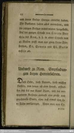 Ankunft zu Rom. Empfindungen beym Hereinfahren