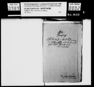 Einsendung und Prüfung der Administrations-Stückrechnung des Lehens Wasenbach.